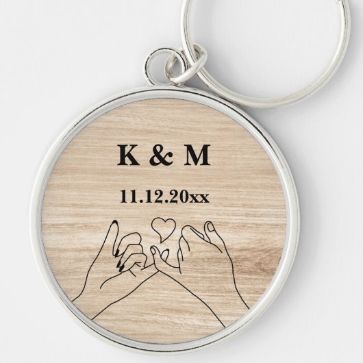 Pinky Promise Custom Couple Monogramm und Datum Schlüsselanhänger (Vorne)