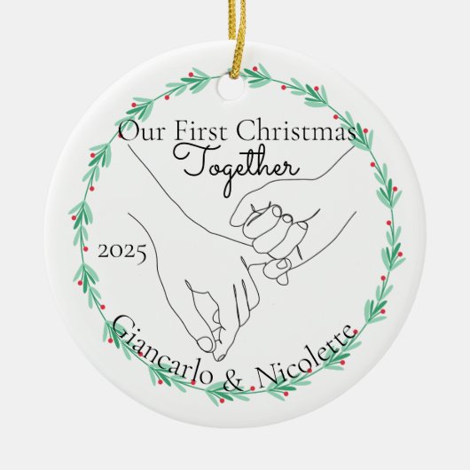 Pinky Promise Erstes Weihnachten gemeinsam Keramik Ornament (Vorne)