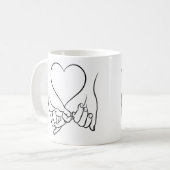 Pinky Swear & Heart Line Art Design Kaffeetasse (Vorderseite Links)