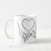 Pinky Swear & Heart Line Art Design Kaffeetasse (Links)