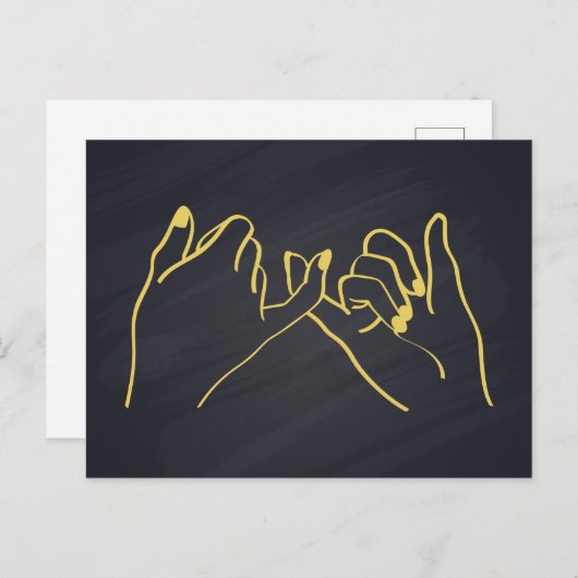 Pinky Sweet Line Art Printing, Hands Line Art Postkarte (Vorne/Hinten)