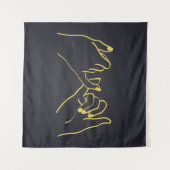 Pinky Sweet Line Art Printing, Hands line Art Thro Wandteppich (Vorderseite (Horizontal))