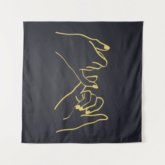 Pinky Sweet Line Art Printing, Hands line Art Thro Wandteppich (Vorderseite (Horizontal))