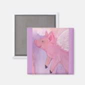 Pinky the Flying Pig Square Magnet (Vorderseite/Rückseite)