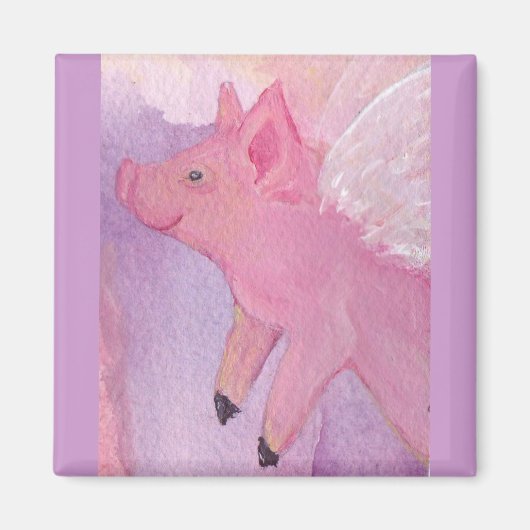 Pinky the Flying Pig Square Magnet (Vorne)