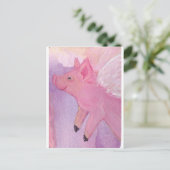Pinky the Flying Pig - Wenn Schweine fliegen Postkarte (Stehend Vorderseite)