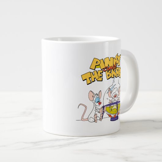 Pinky und das Gehirn | Laborforschung Jumbo-Tasse (Vorderseite Rechts)
