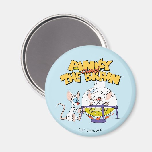 Pinky und das Gehirn | Laborforschung Magnet (Vorderseite/Rückseite)