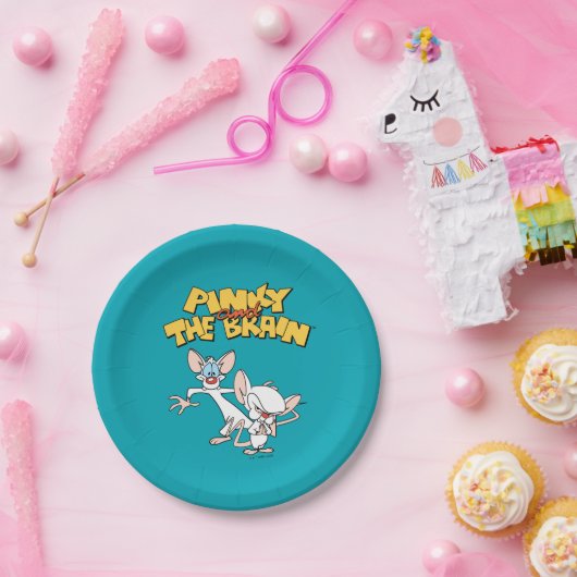 Pinky und das Gehirn | Logo anzeigen Pappteller (Party)