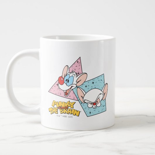 Pinky und das Gehirn | Retro-Zeichengrafiken Jumbo-Tasse (Links)