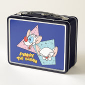 Pinky und das Gehirn | Retro-Zeichengrafiken Metall Brotdose (Rückseite)
