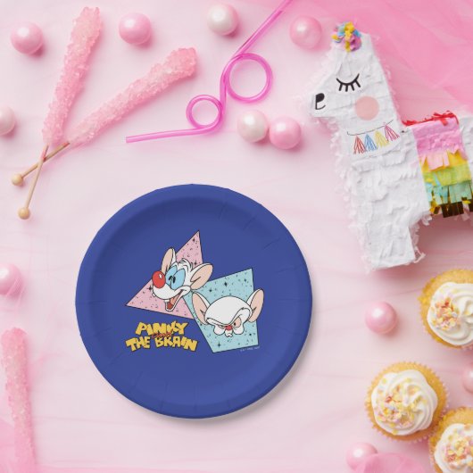 Pinky und das Gehirn | Retro-Zeichengrafiken Pappteller (Party)