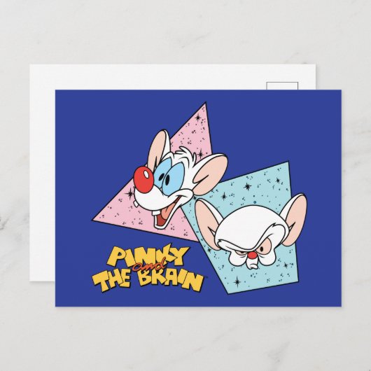 Pinky und das Gehirn | Retro-Zeichengrafiken Postkarte (Vorne/Hinten)