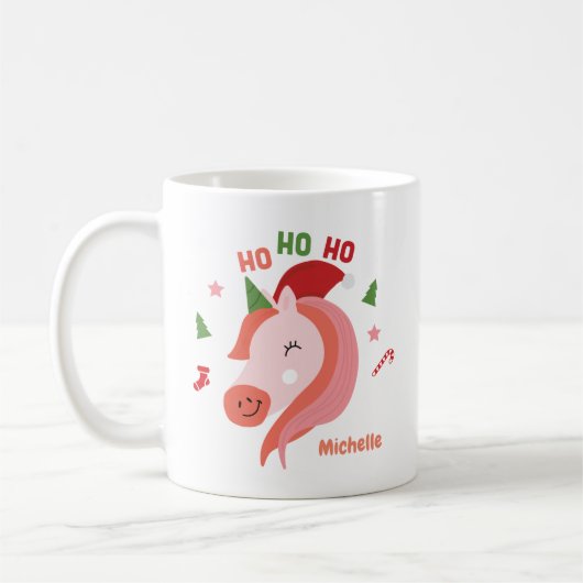 Pinky Unicorn Weihnachts-Tasse Kaffeetasse (Links)