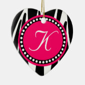 Pinkzebra-Druck-Herz-Weihnachtsverzierung Keramikornament (Rechts)