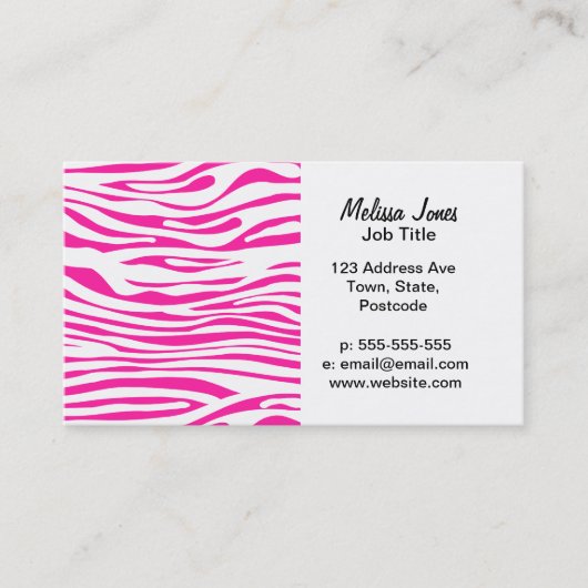 Pinkzebra-Streifenmuster Visitenkarte (Vorderseite)