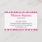 PinkZebra Stripes Gattungsname-Visitenkarte Visitenkarte (Rückseite)