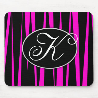 PinkZebra Stripes Monogrammmed Mausunterlagen Mousepad