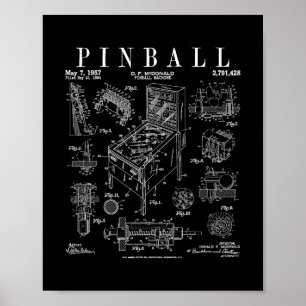 Pinll Arcade-Spielautomat Vintage-Gamer-Patent P Poster