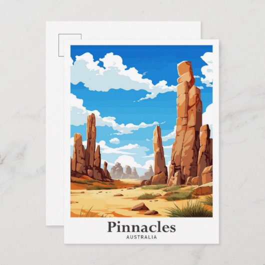 Pinnacles Australia Travel Potrait Illustration Postkarte (Vorne/Hinten)