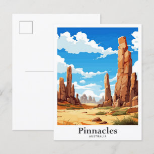 Pinnacles Australien Reiseporträt-Illustration Postkarte