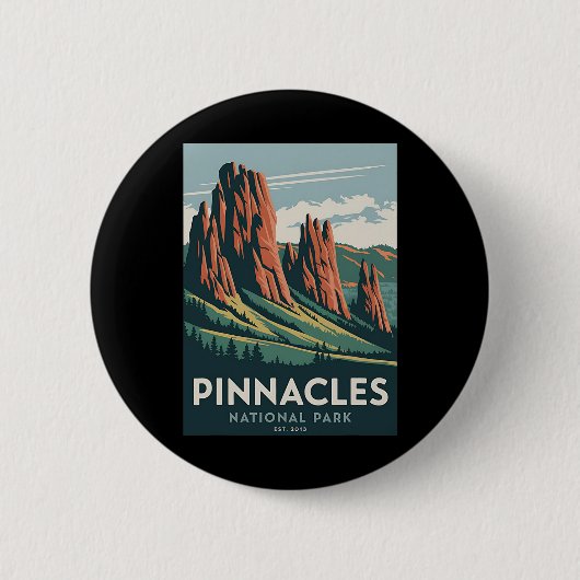 Pinnacles National Park Vintage Camping Wandern Mä Button (Vorderseite)