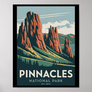 Pinnacles National Park Vintage Camping Wandern Mä Poster