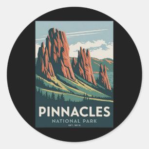 Pinnacles National Park Vintage Camping Wandern Mä Runder Aufkleber