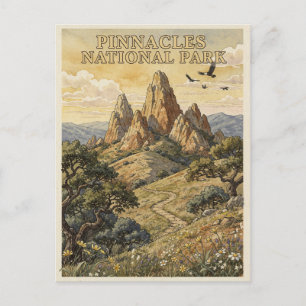 Pinnacles National Park Vintage Reise Postkarte