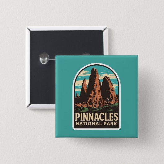 Pinnacles Nationalpark Reisemblem Button (Vorne & Hinten)