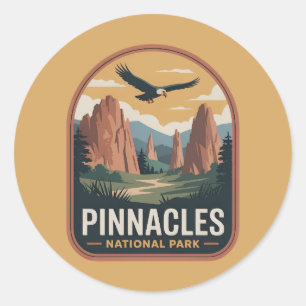 Pinnacles-Nationalpark Vintage-Abzeichen Runder Aufkleber