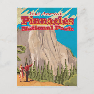 Pinnacles-Nationalpark Vintage-Reiseposter. Postkarte