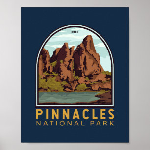 Pinnacles Nationalpark Vintages Emblem Poster