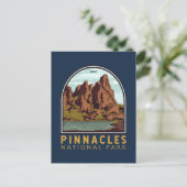Pinnacles Nationalpark Vintages Emblem Postkarte (Stehend Vorderseite)