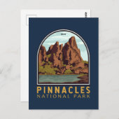 Pinnacles Nationalpark Vintages Emblem Postkarte (Vorne/Hinten)