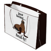 Pinnipeds Seal Funny Große Geschenktüte (Rückseite Schrägansicht)