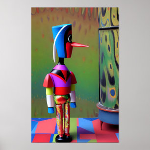 Pinocchio auf dem Gameboard des zukünftigen Mischi Poster