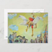 Pinocchio auf Taube. Postkarte (Vorne/Hinten)