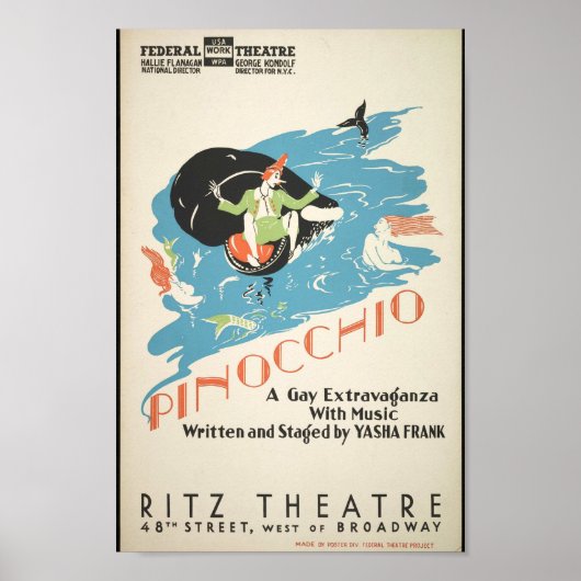 Pinocchio, Bundesstaatlich Theater, New York, 1930 Poster (Vorne)