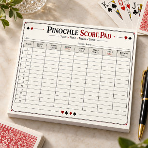 Pinochle-Notizblock für Punktestand Notizblock