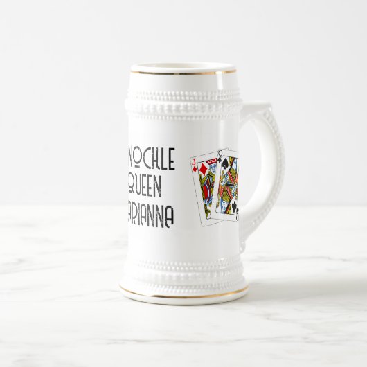 Pinochle Queen Beer Stein Bierglas (VorderseiteRechts)