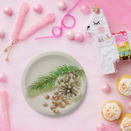 Pinõn Nuts Pinecone New Mexico Pappteller (Party)