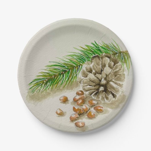 Pinõn Nuts Pinecone New Mexico Pappteller (Vorderseite)