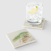 Pinõn Nuts Pinecone New Mexico Steinuntersetzer (Seitenansicht)