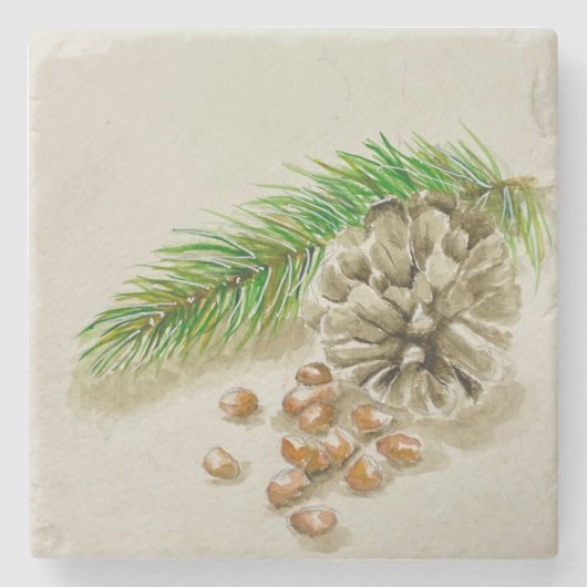 Pinõn Nuts Pinecone New Mexico Steinuntersetzer (Vorderseite)