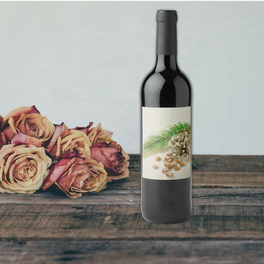 Pinõn Nuts Pinecone New Mexico Weinetikett