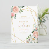 Pinot Bloral Gold Script Geometrisch Save The Date (Stehend Vorderseite)