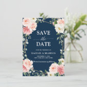 Pinot Bloral Navy Geometrie Save the Date (Stehend Vorderseite)
