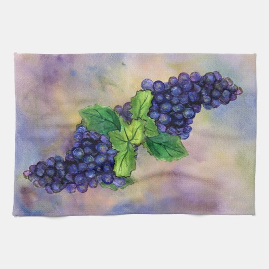Pinot Grapes Roter Wein Kunst, Dichtung und Musik Geschirrtuch (Horizontal)