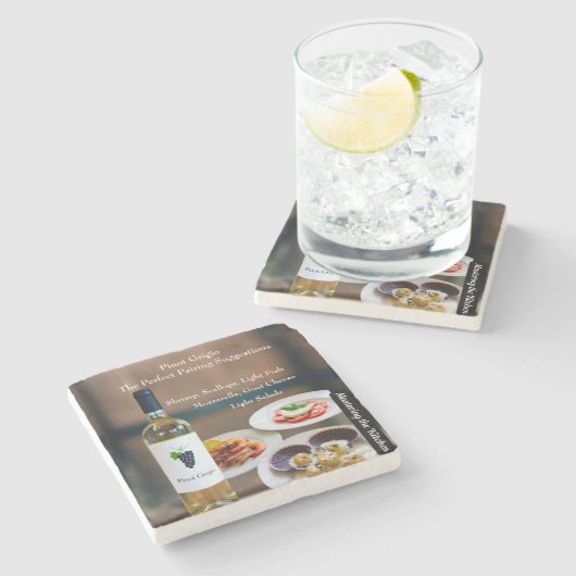 Pinot Grigio Wine Pairing/Mastering the Kitchen Steinuntersetzer (Seitenansicht)